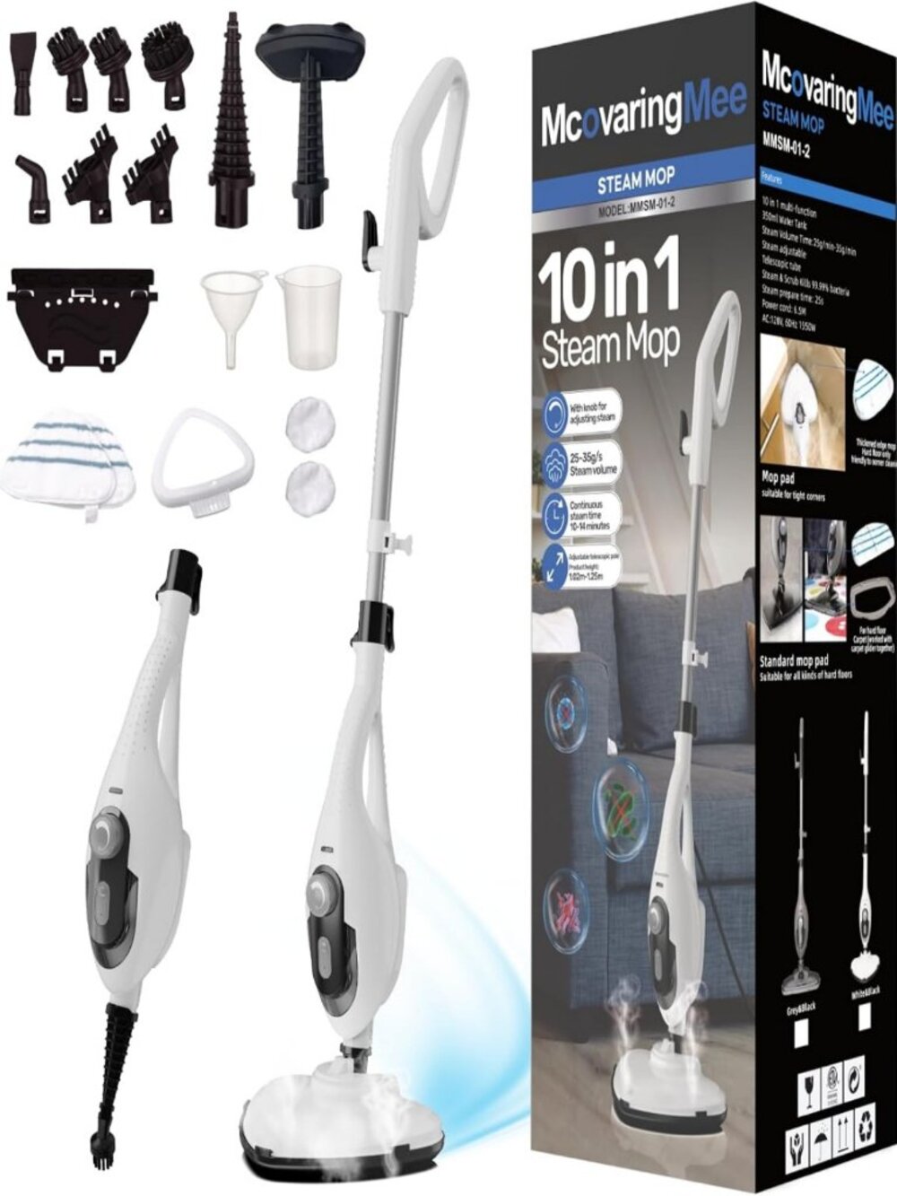 Powerful 11-in-1 Steam Mop & Handheld Cleaner - Multi-Surface Floor Steamer